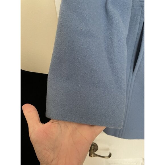 Anne Klein Wool Blend Pea Coat Womens LG  Light Blue Single Breasted Button Up - Picture 3 of 12